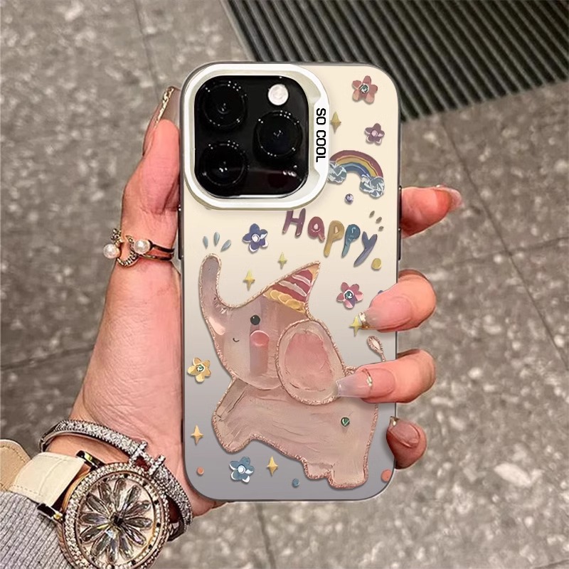 油画大象适用苹果17手机壳15plus新款14可爱13pro11卡通12彩银16E详情2