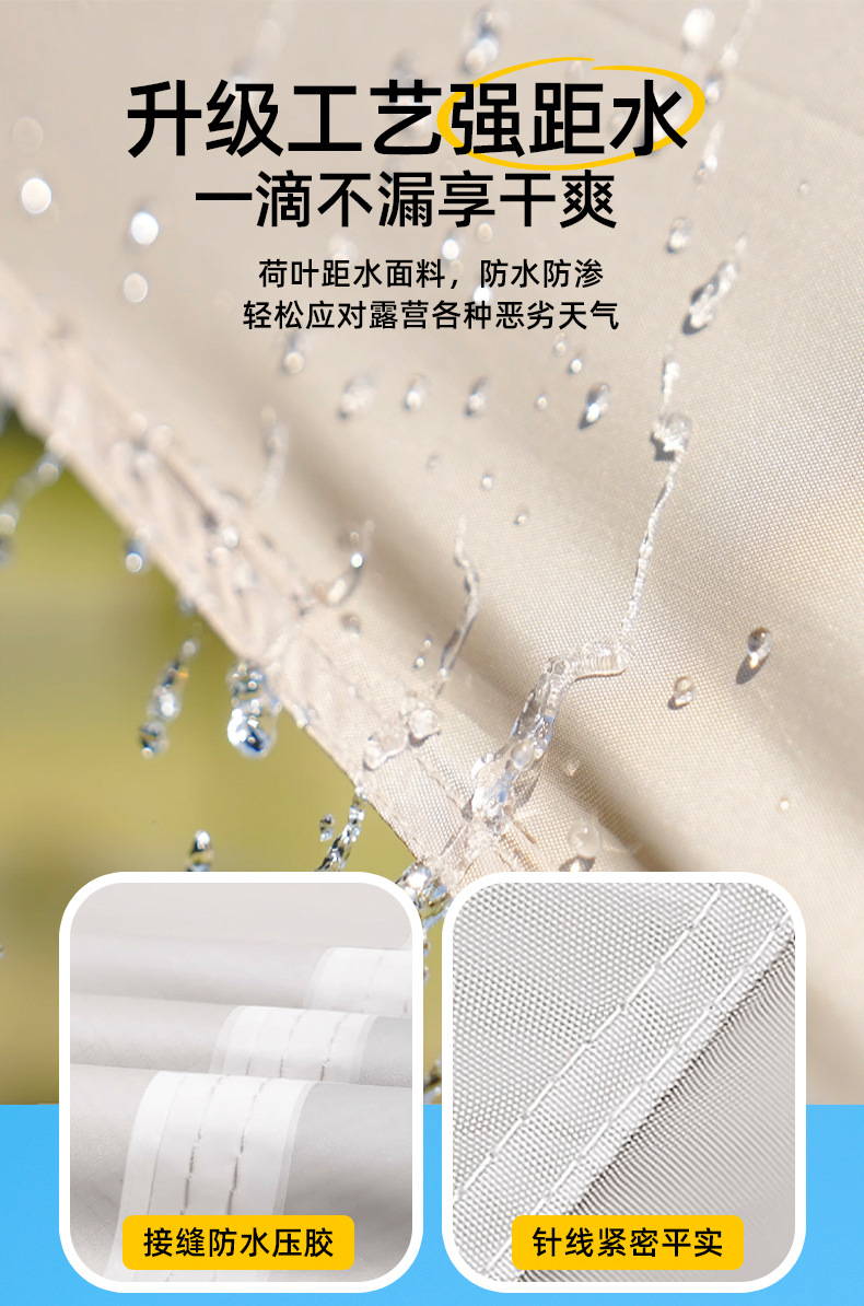户外露营旅游野炊六角天幕帐篷加厚防晒防水黑胶天幕涂银层遮阳棚详情5