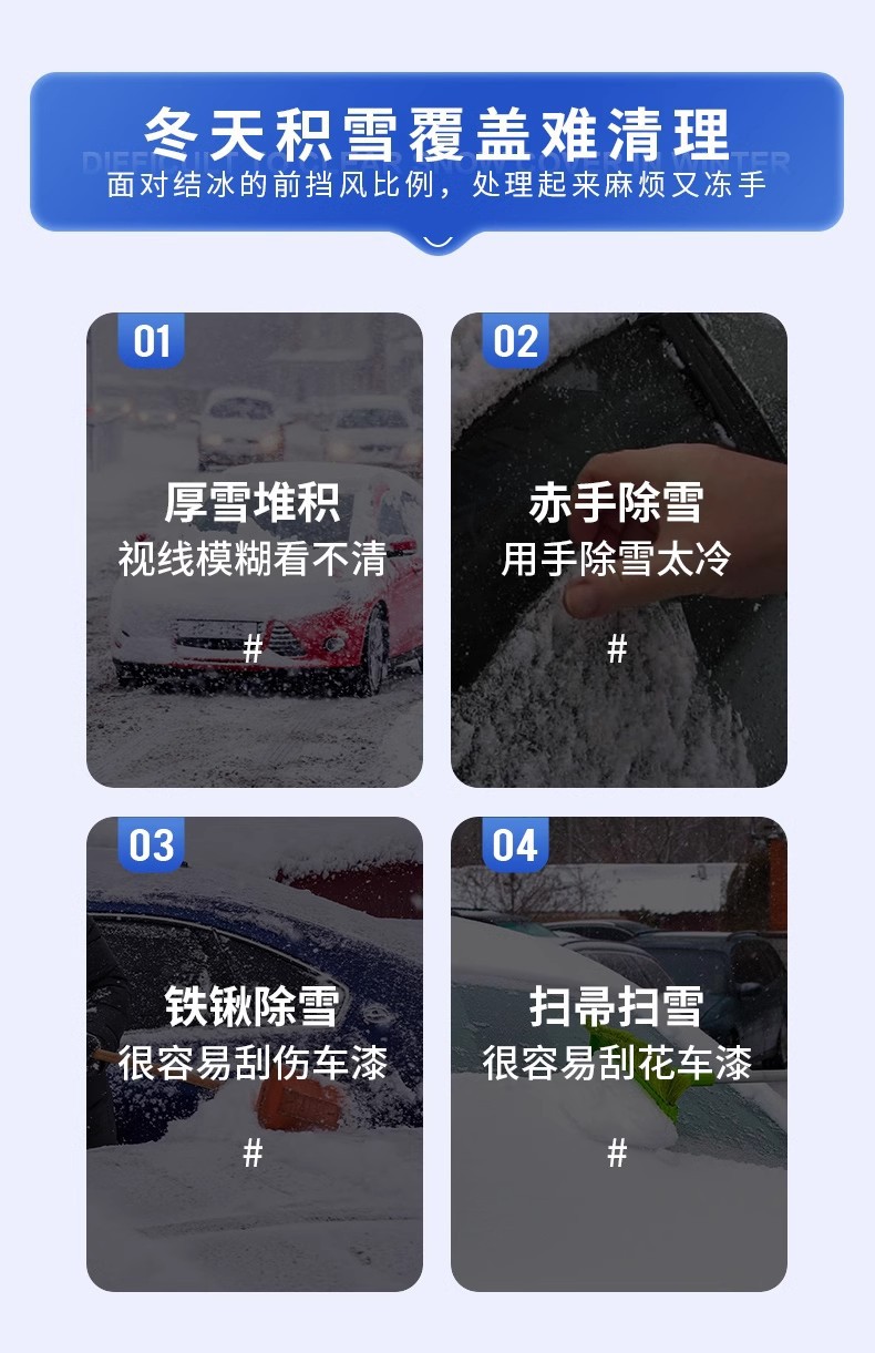 汽车除雪铲加大加厚EV棉刷板不伤车铲雪破冰刮霜冬季车用除雪工具AT-021CHISHAN汽车清洁工具详情3