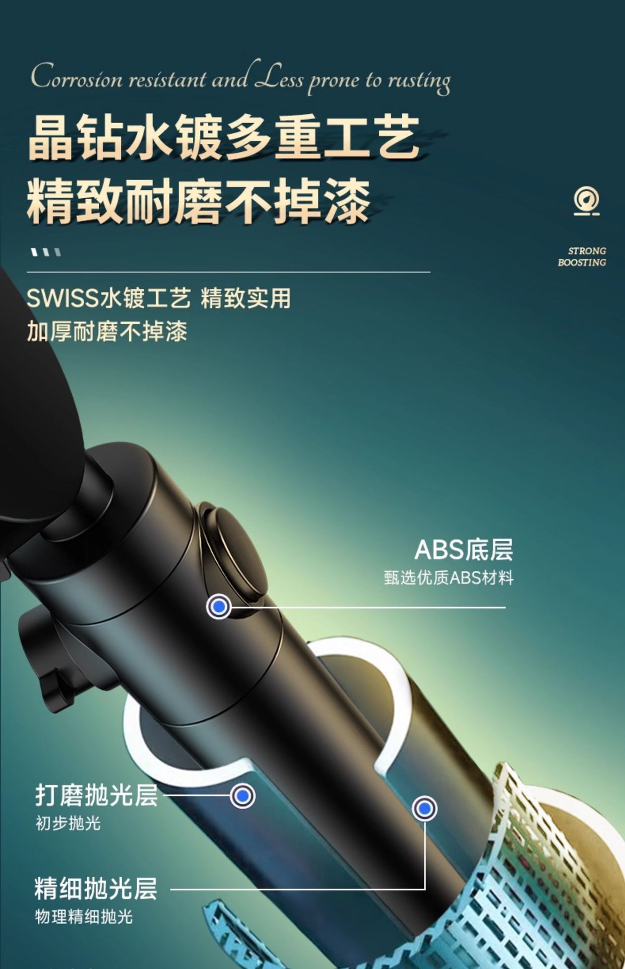 增压淋浴花洒喷头超强家用浴室热水器洗澡加压沐浴莲蓬头浴霸套装详情23