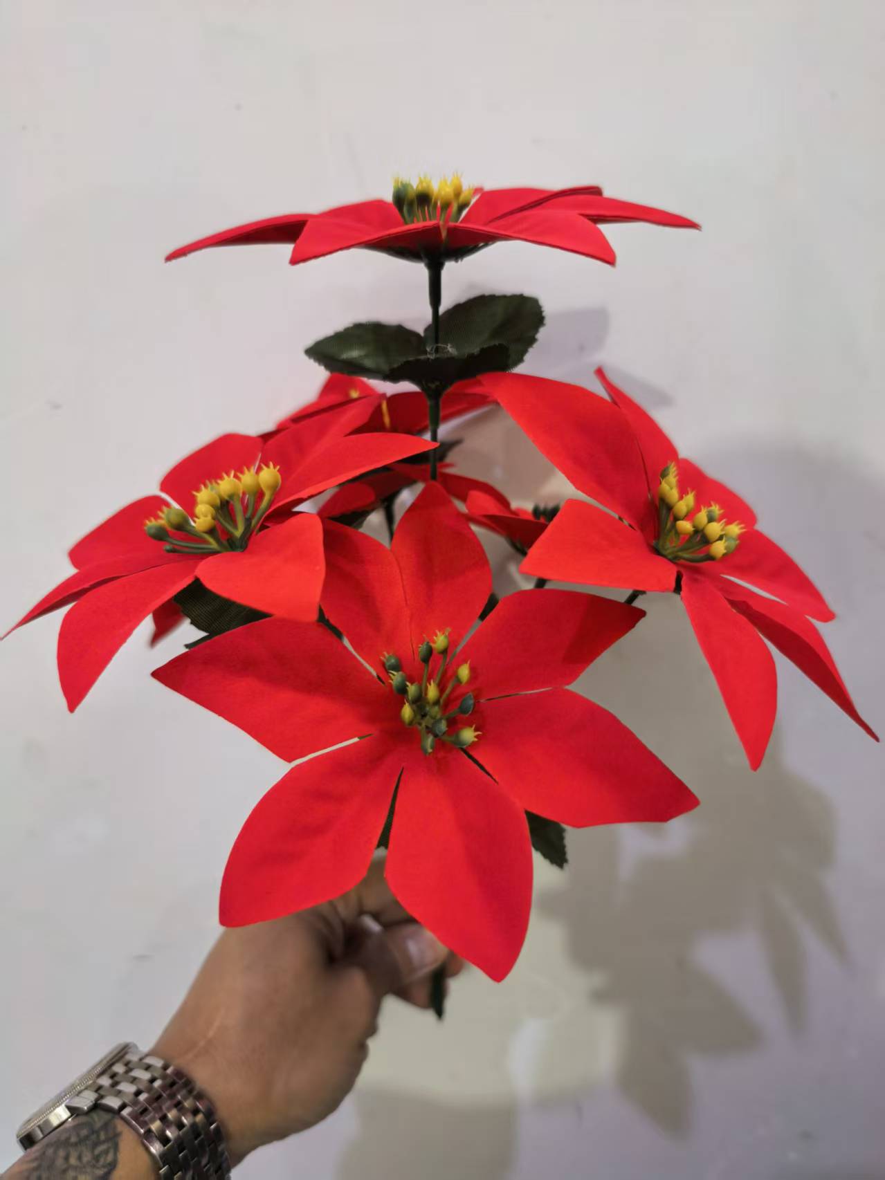 Cross-border Temu Foreign Trade consignment, artificial Christmas bouquets, outdoor floor nails, artificial flowers, Christmas decoration velvet artificial flower factory pic 8