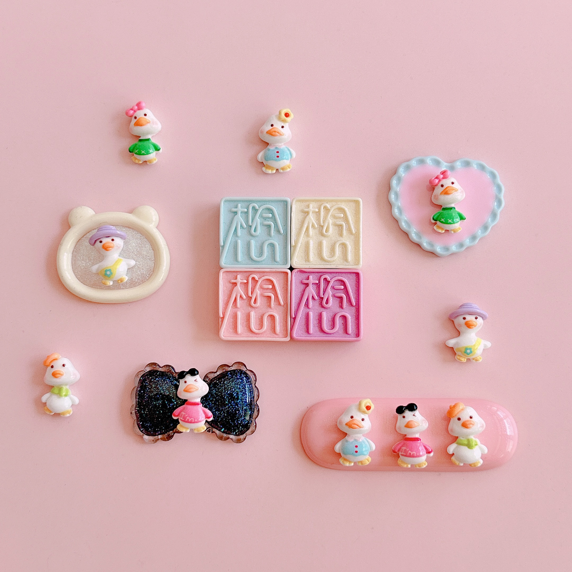 XN Mini Happy Duck Cartoon Doll diy Resin jewelry Accessories Ear studs Hair Clip Decoration materials pic 5