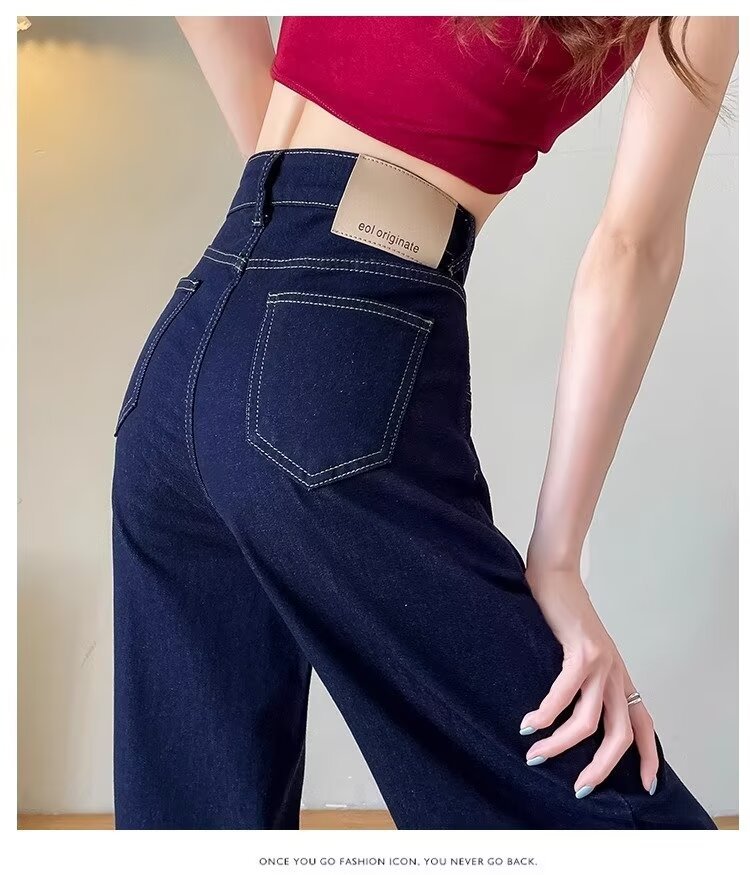 High-waisted wide-leg jeans for women, spring and autumn, 2024 new Korean style, versatile and slimming loose stretch straight-leg pants pic 9