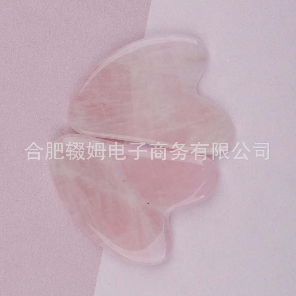 粉晶刮痧板心形刮痧按摩器美容面部脸部天然玉石手指粉水晶刮痧片详情10
