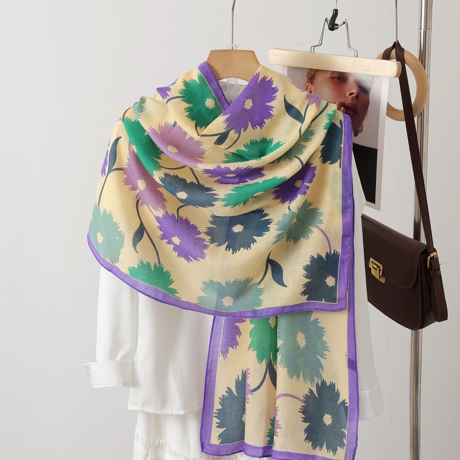 A color-blocked fashionable faux wool scarf, a thin and warm silk scarf, a large shawl, and a fashionable cape long scarf for women pic 10