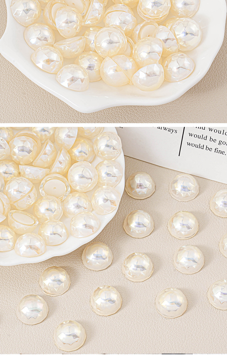 高品质切面透明珍珠半面贴片珠中珠diy耳环发卡饰品配件贴片材料详情7