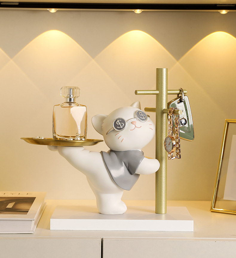 招财猫树脂工艺品收纳礼物家居摆件工厂直销清仓玄关儿童房钥匙架详情5