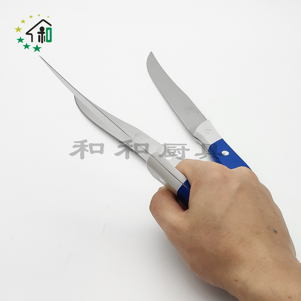 厂家批发切片刀家用多功能6寸7寸8寸蓝白手柄水果刀外贸切肉刀详情9