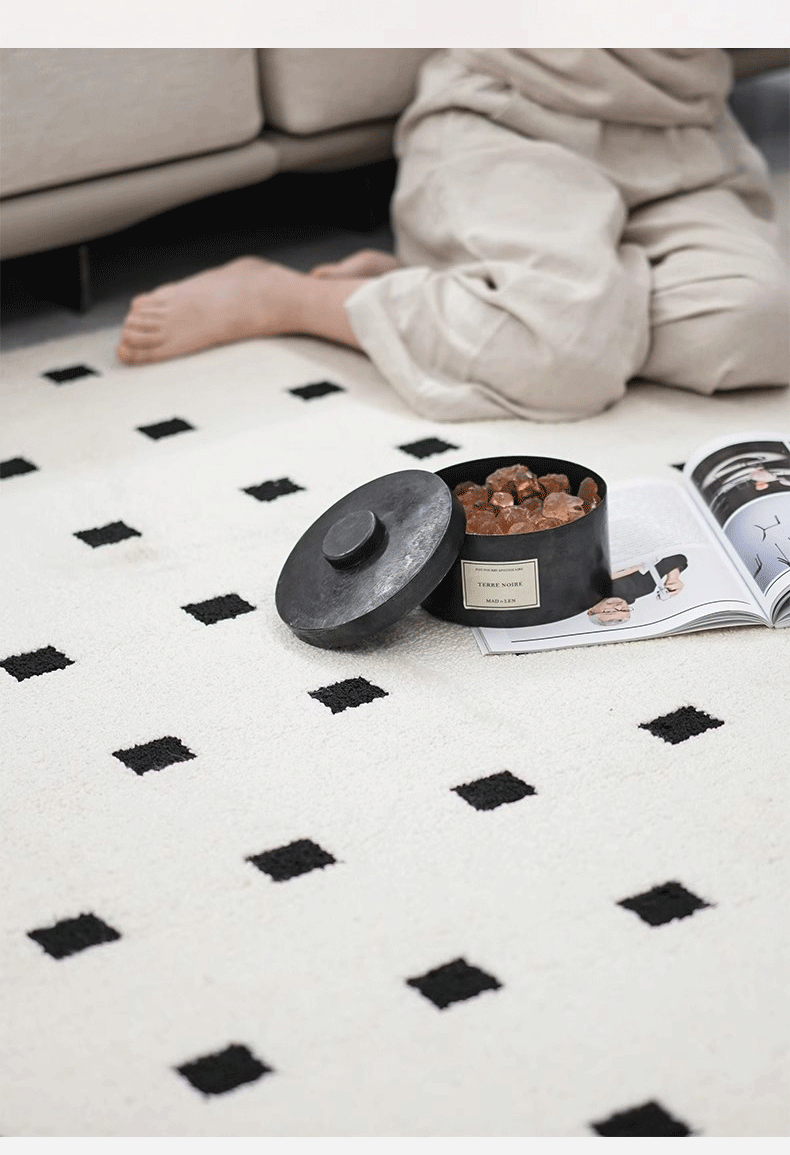Waterproof diatom silk carpet for the living room, dirt-resistant in autumn and winter, Italian style, light luxury and high-end. Plain carpet in cream style for the bedroom pic 3