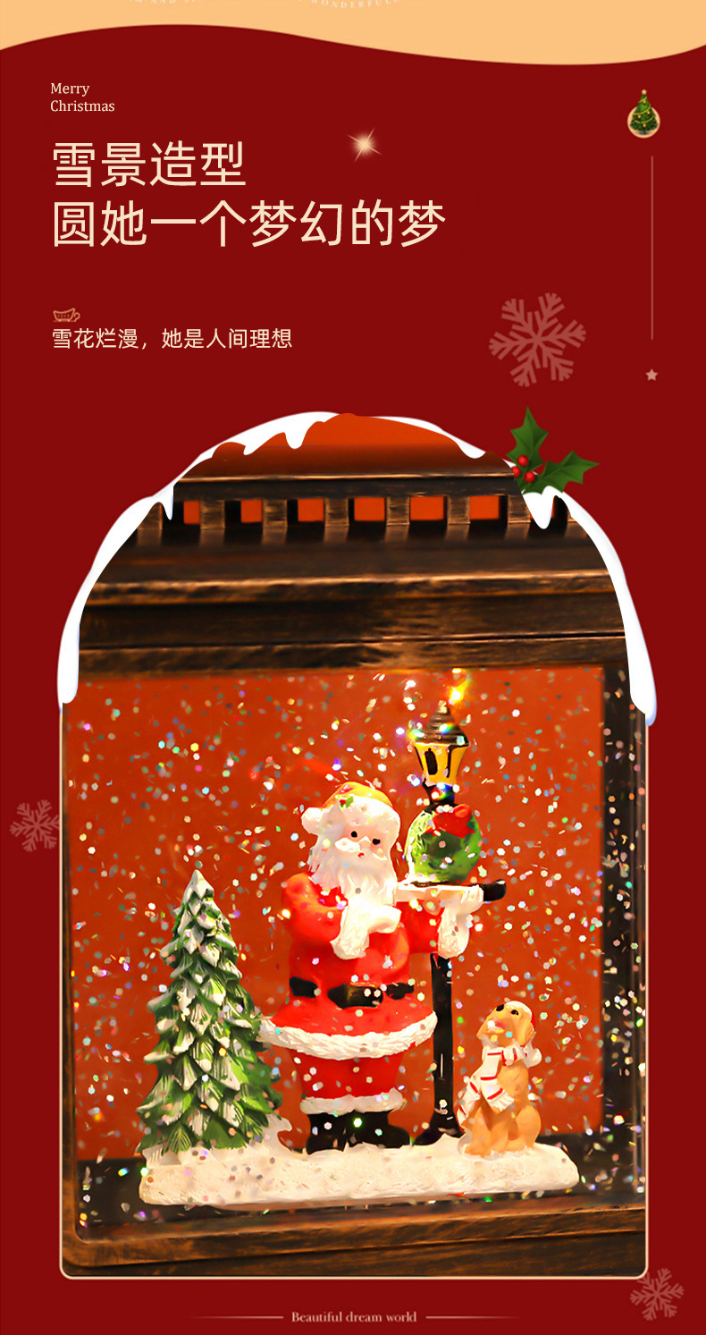 新款圣诞老人注水桌面装饰摆件 仿古火车音乐盒小夜灯 圣诞节礼物详情5