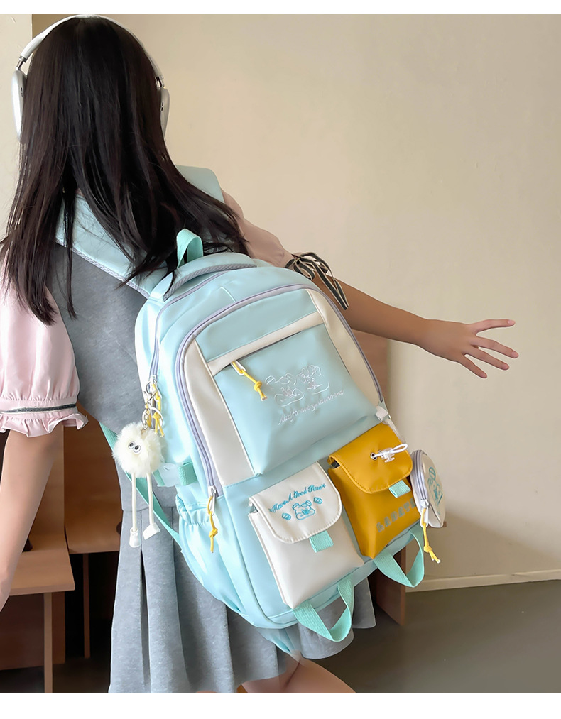 Japanese and Korean casual backpacks, forest-style schoolbags, multi-pocket schoolbags for primary school students, large capacity for cross-border travel for junior and senior high school students pic 7