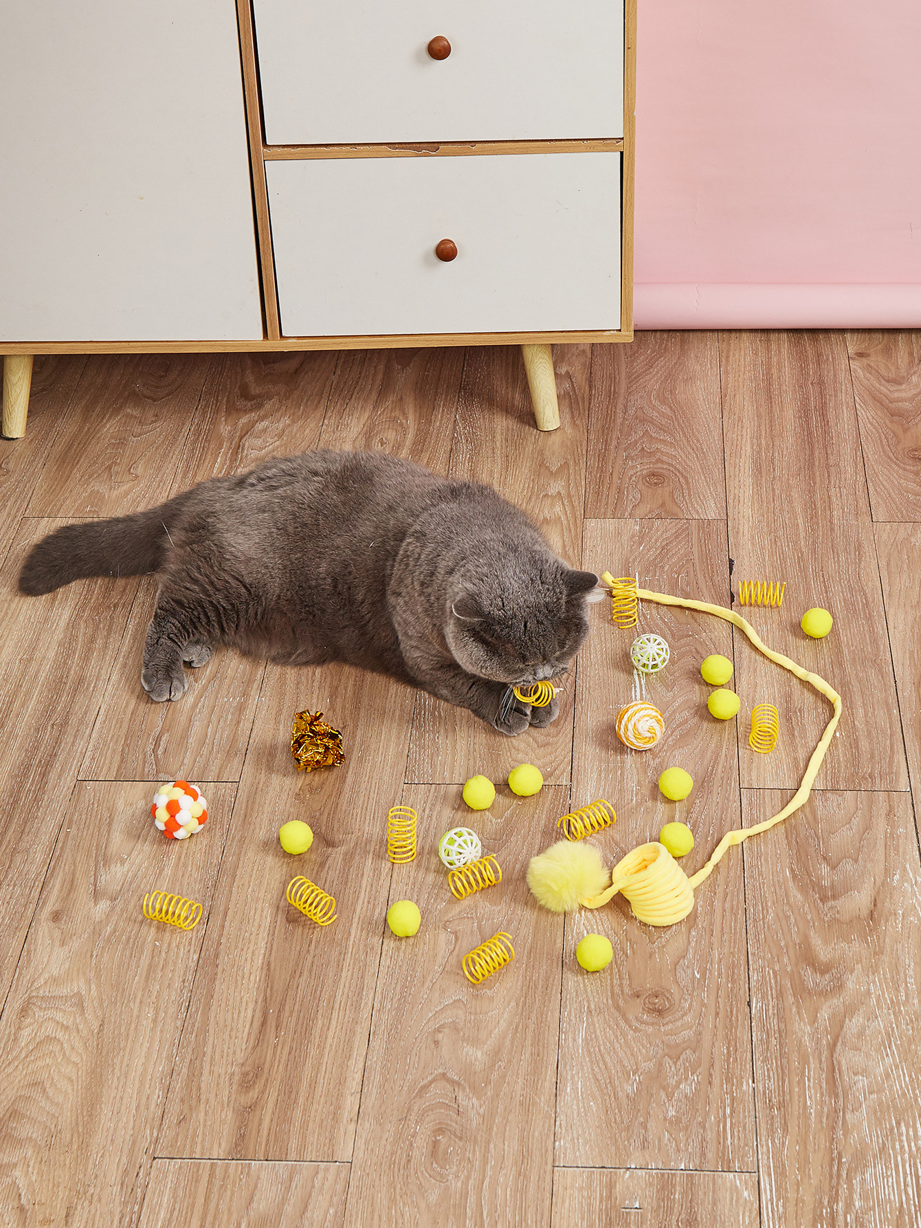 跨境热卖猫玩具套装弹簧铃铛球逗猫套装猫咪自嗨耐咬玩具厂家直销详情23