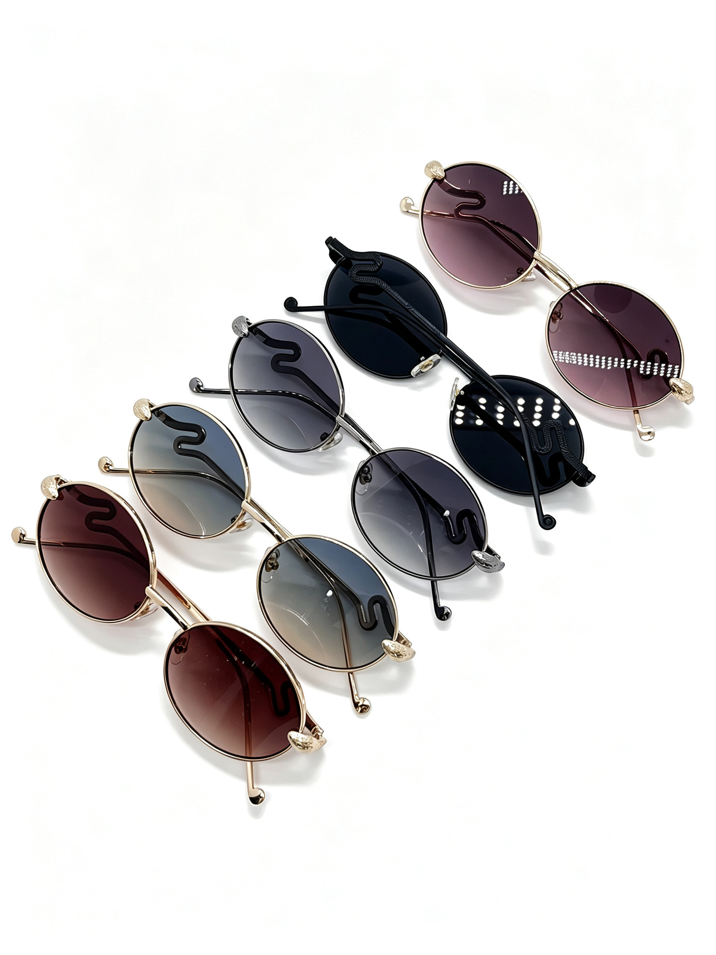 Niche snake print espejos piernas gafas de sol unisex vintage metal montura redonda gafas de sol estilo personal gafas influencers pic 3