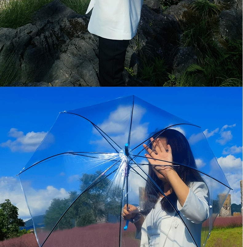 透明雨伞大量批发一次性塑料雨伞自动批发透明伞长柄高颜值晴雨伞详情4