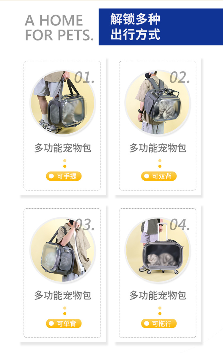 Cat bag, portable pet suitcase, dog bag, space capsule suitcase, large-capacity dual-purpose cat backpack pic 2