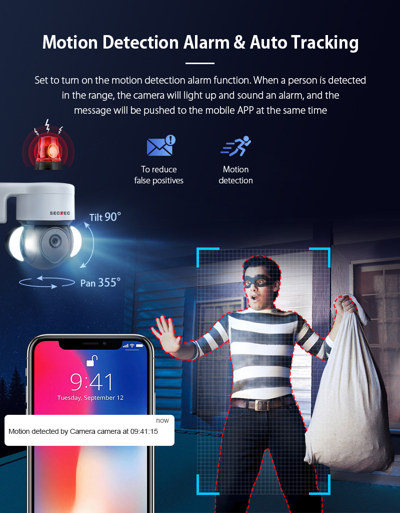 New private model: 5-megapixel high-definition night vision TUYA garden ball camera, wireless WiFi graffiti smart monitoring camera pic 12