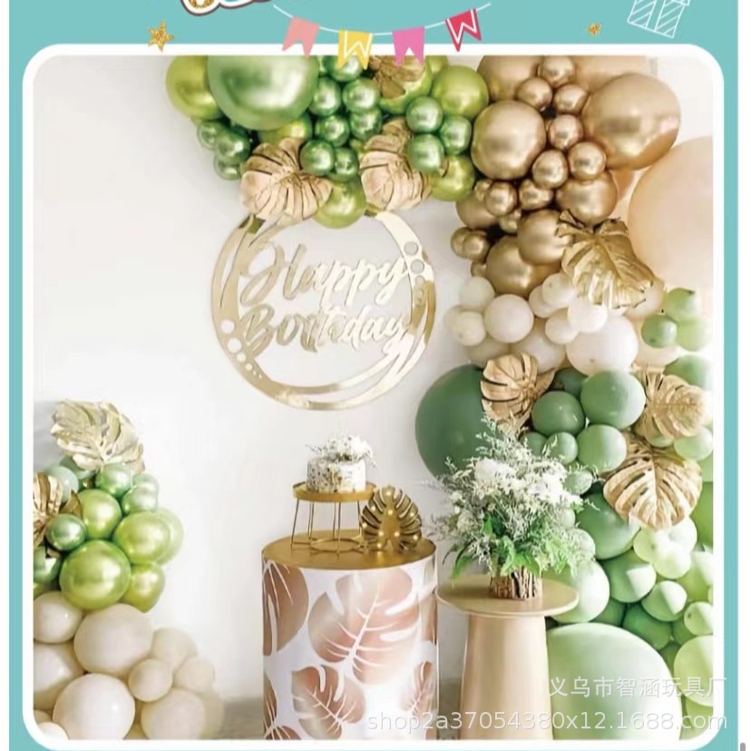 Creative design of green theme balloon set scene arrangement for birthday party balloon chain set scene arrangement pic 16