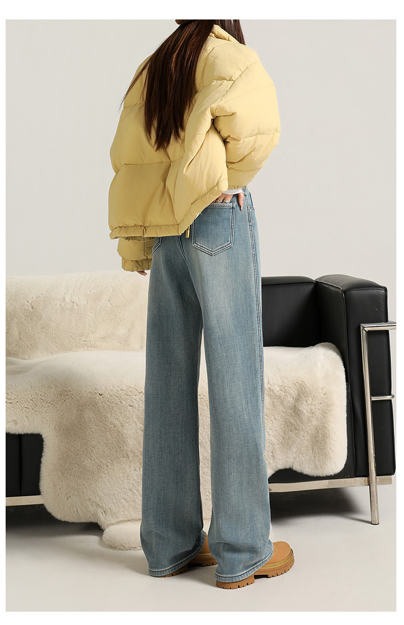 Fleece, warm, super soft, elastic, narrow, wide, straight, smooth, classic, versatile, loose, comfortable, thick denim autumn wear pic 29