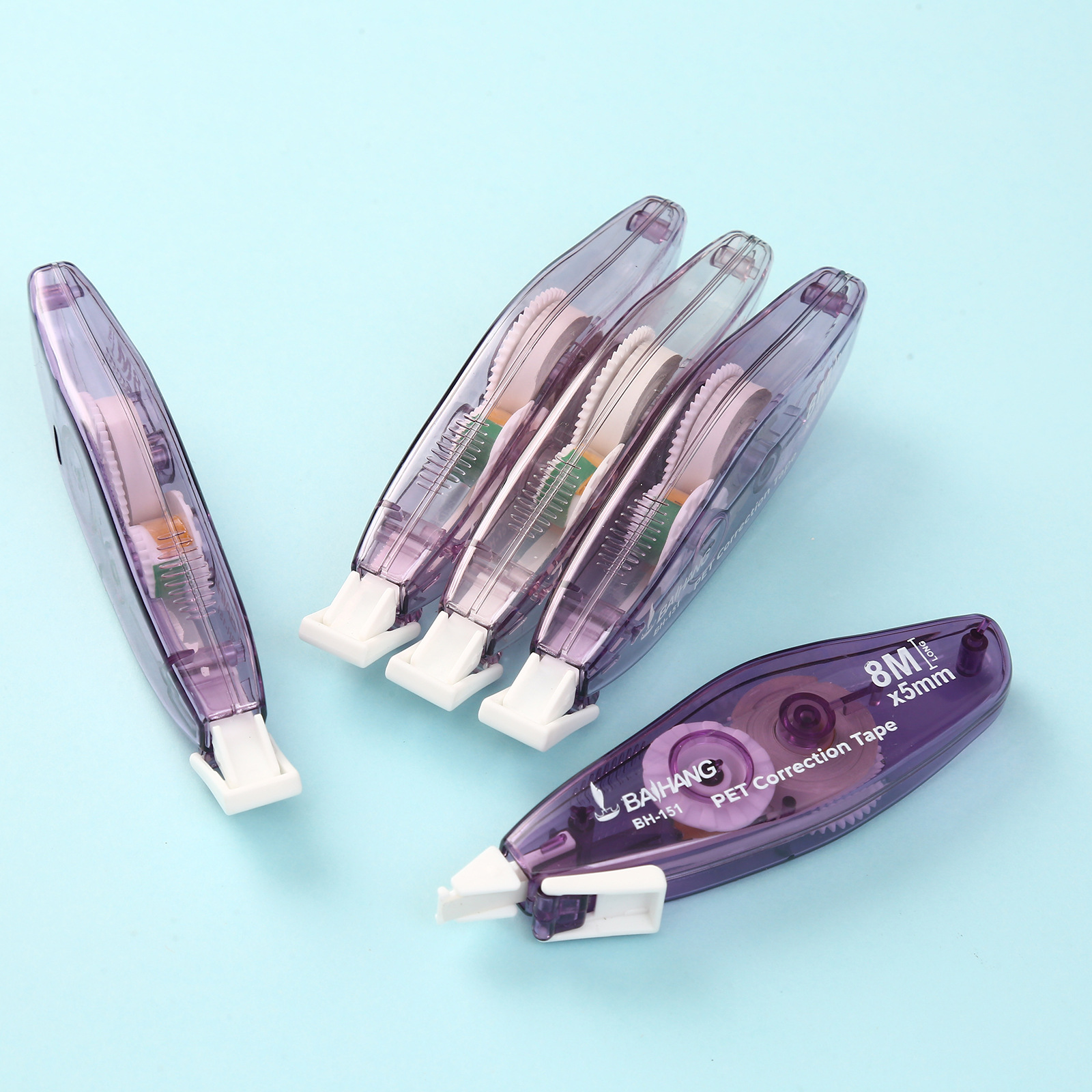 The gradient color large-capacity correction tape does not get stuck and can be continuously used for students. The correction tape set is smooth pic 14