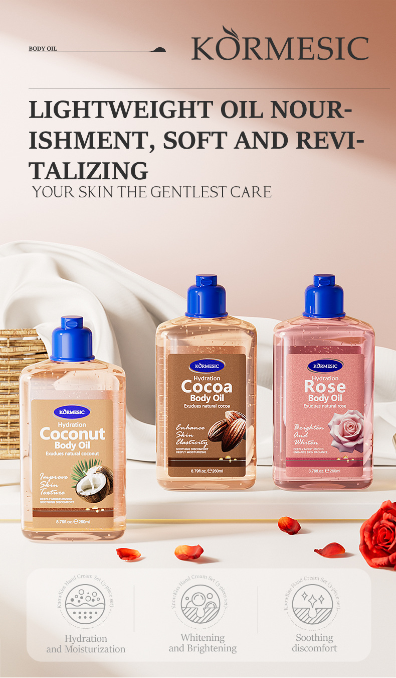 Foreign trade coconut Body oil: Hydrating, moisturizing, anti-dryness, non-sticky, body care pic 15