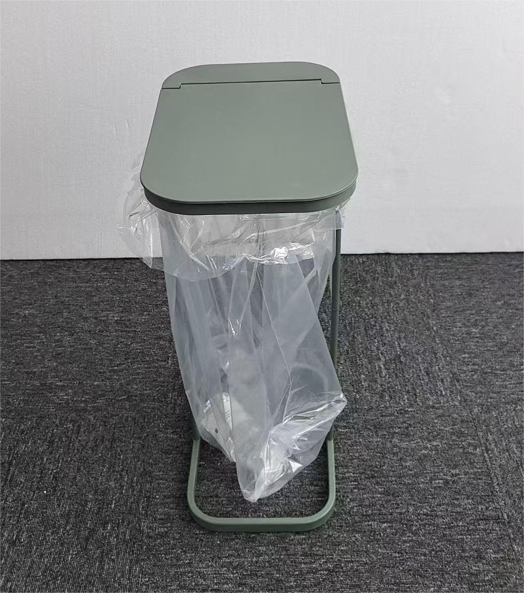 韩式品质潮流家用透明分类垃圾架大号翻盖垃圾桶金属垃圾袋置物架详情11