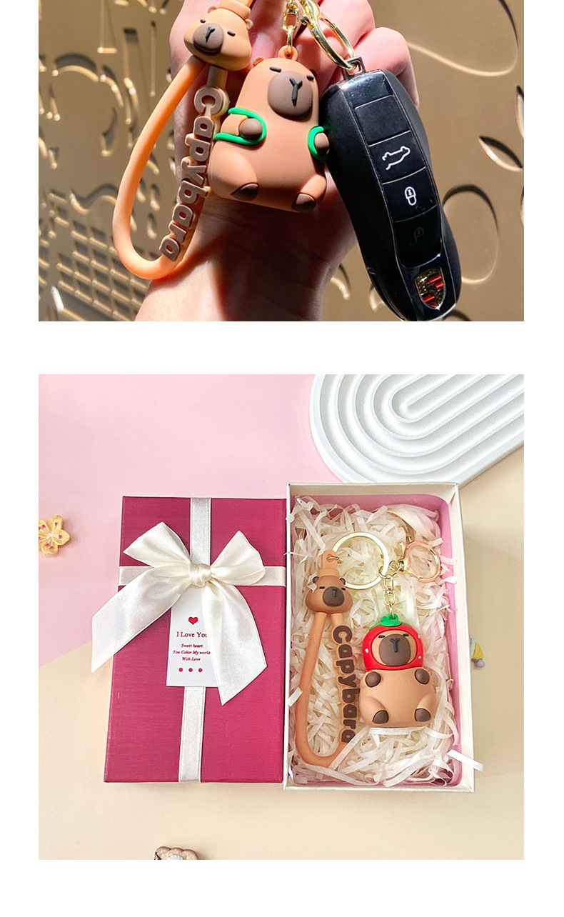 网红卡皮巴拉钥匙扣书包挂件可爱水豚钥匙链小饰品挂饰小礼物批发详情8