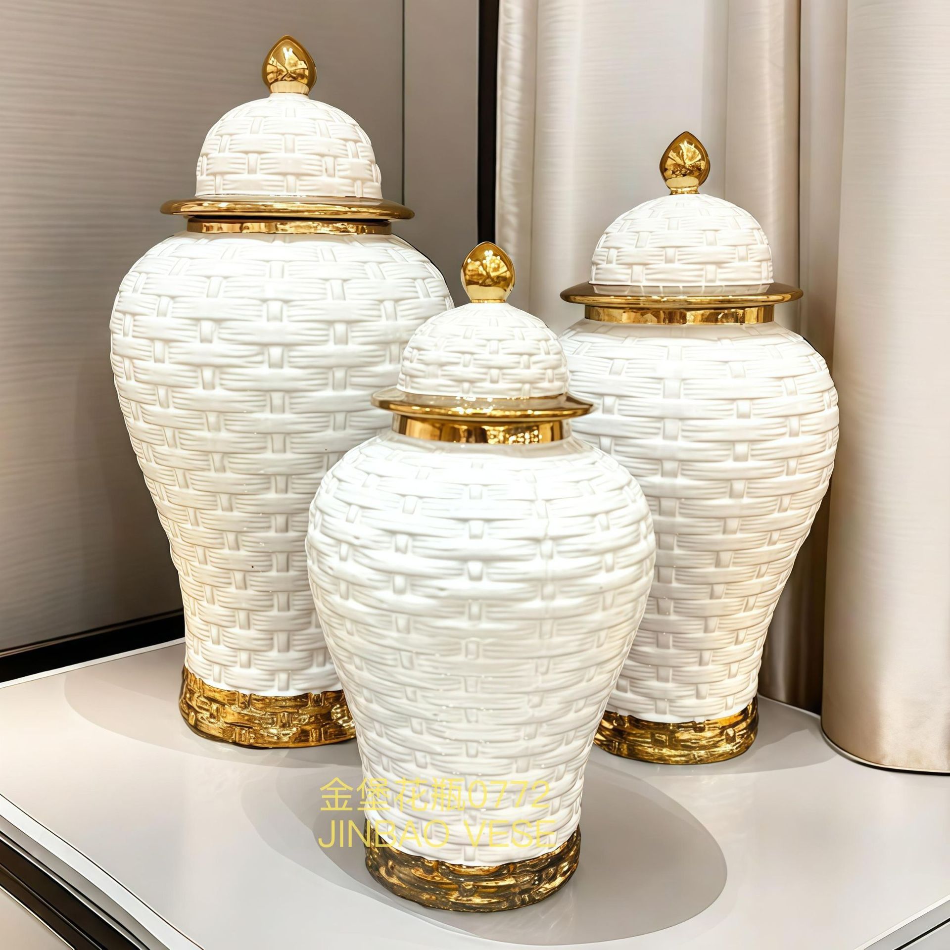 Nordic creative ceramic vases, rotating aesthetic ornaments, high-end living room entrance hall tabletop, dining table, dried flower decorations pic 48