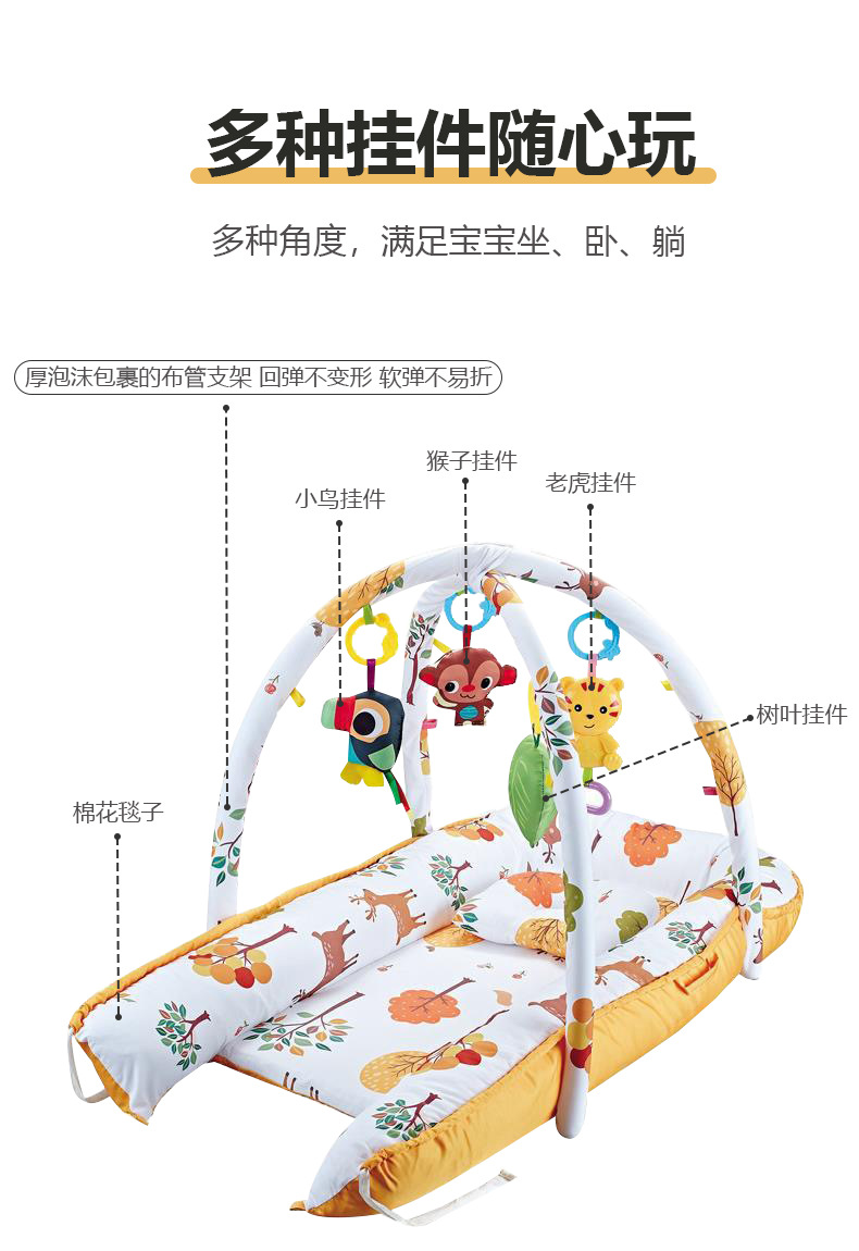 Cross-border best-selling baby multi-functional fitness rack, music game blanket, suitable toys for babies pic 7