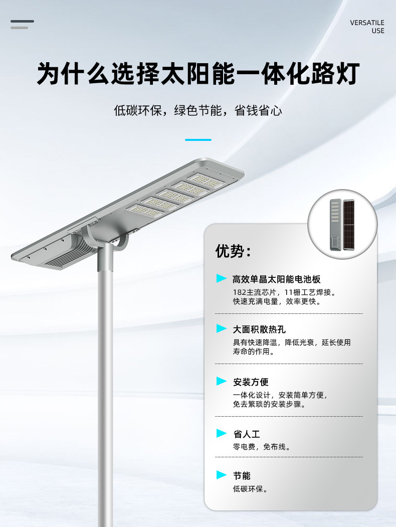 户外防水庭院壁灯 太阳能一体化路灯照明投光灯 天黑自动亮定制款 太阳能灯环保节能详情11