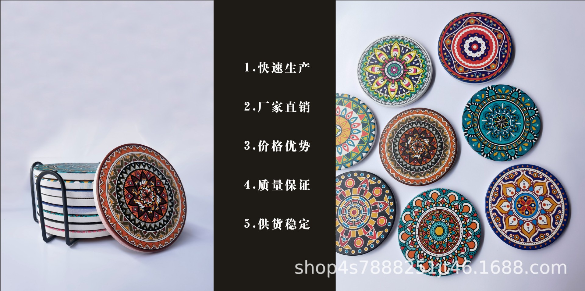 源头工厂陶瓷杯垫圆形方形白坯定制浮雕吸水软木汽车杯垫隔热锅垫详情2