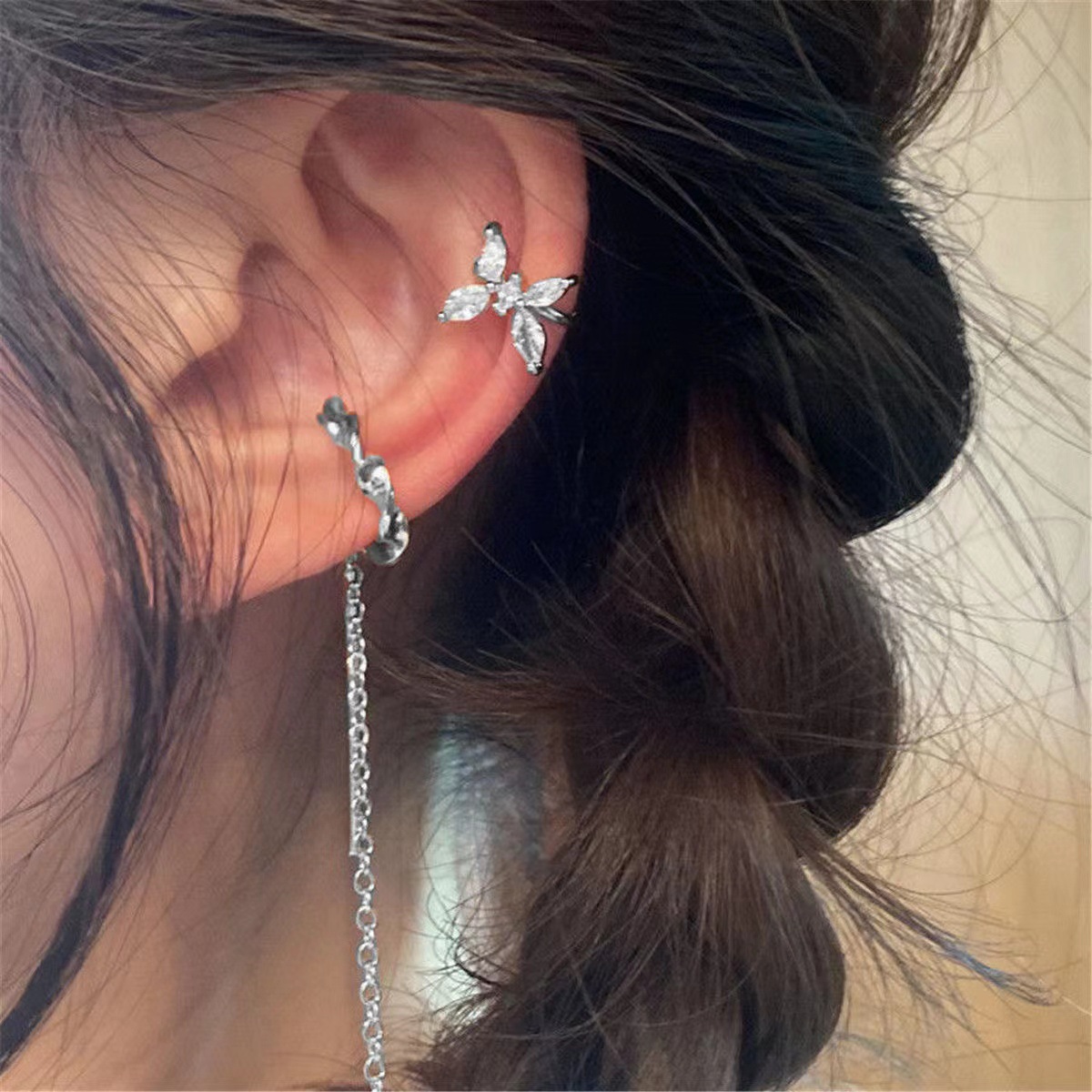 A collection of best-selling ear clips ~ Sweet, retro and cool zircon ear clips for girls on Instagram, trendy and cool without ear holes or ear bone clips for girls pic 5