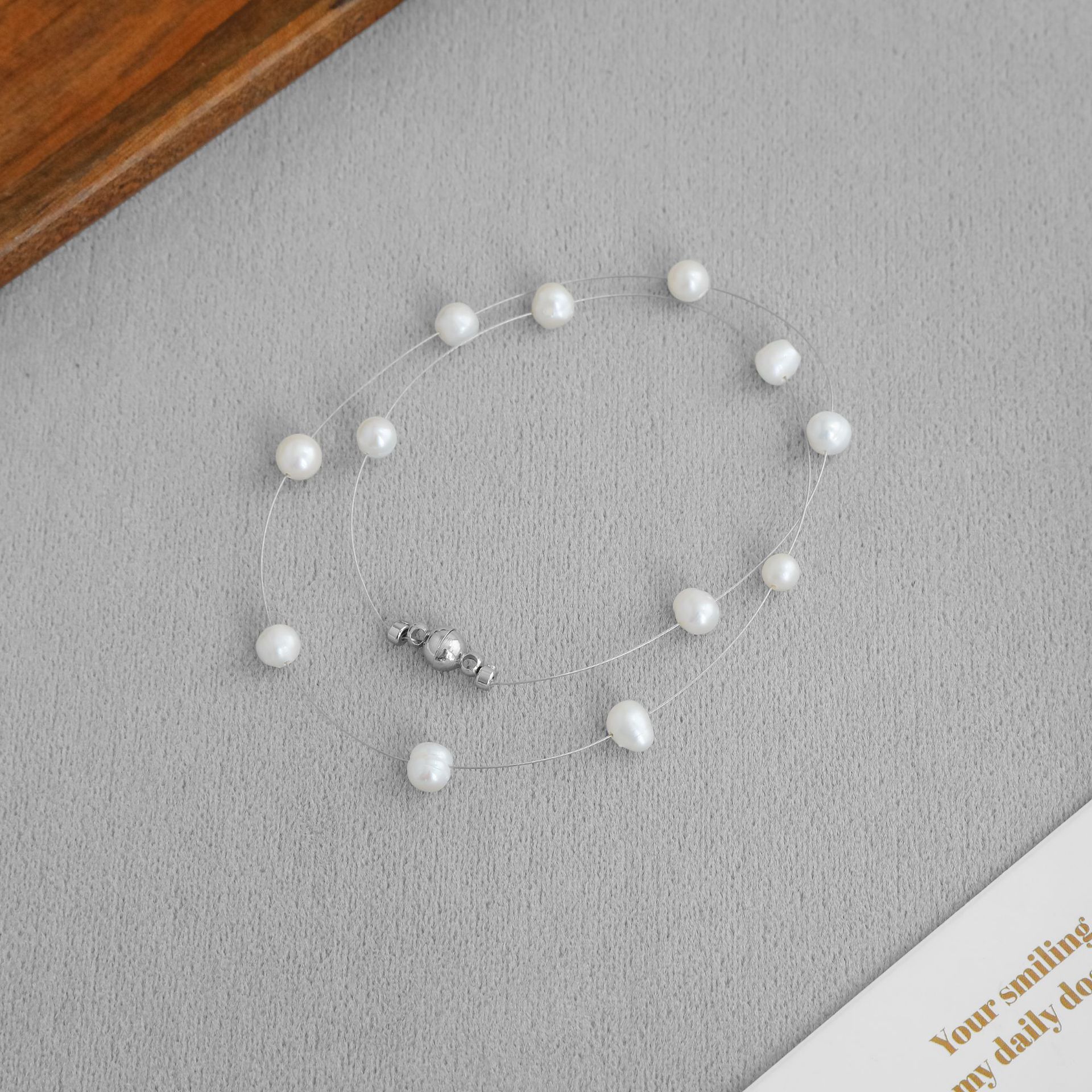 MOON家恋夏人鱼珍珠项链赵露思同款简约气质满天星淡水珍珠锁骨链详情12