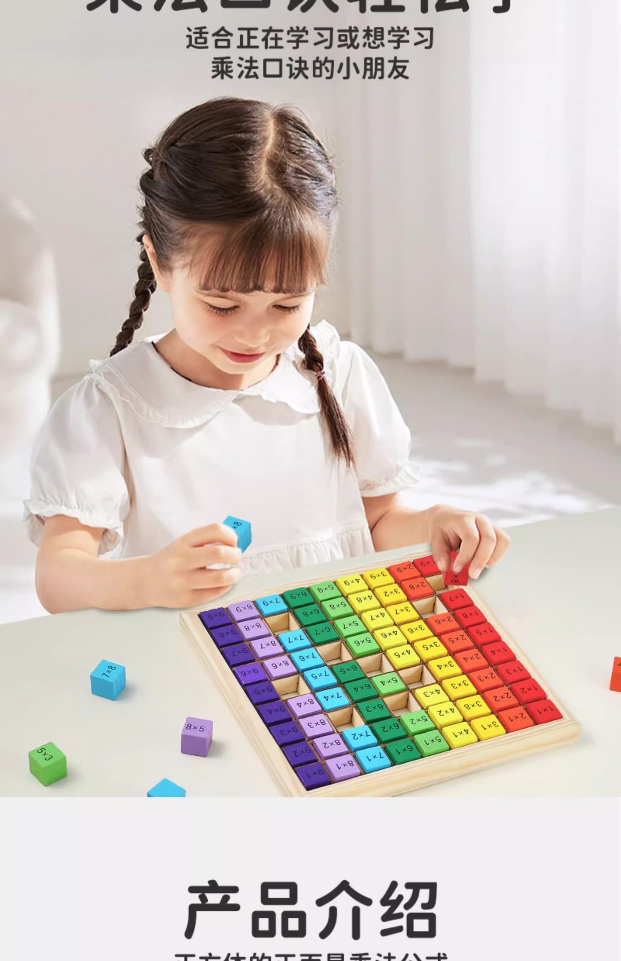 木制99乘法表儿童益智玩具早教积木乘法口诀学习计算板幼儿园礼物详情4
