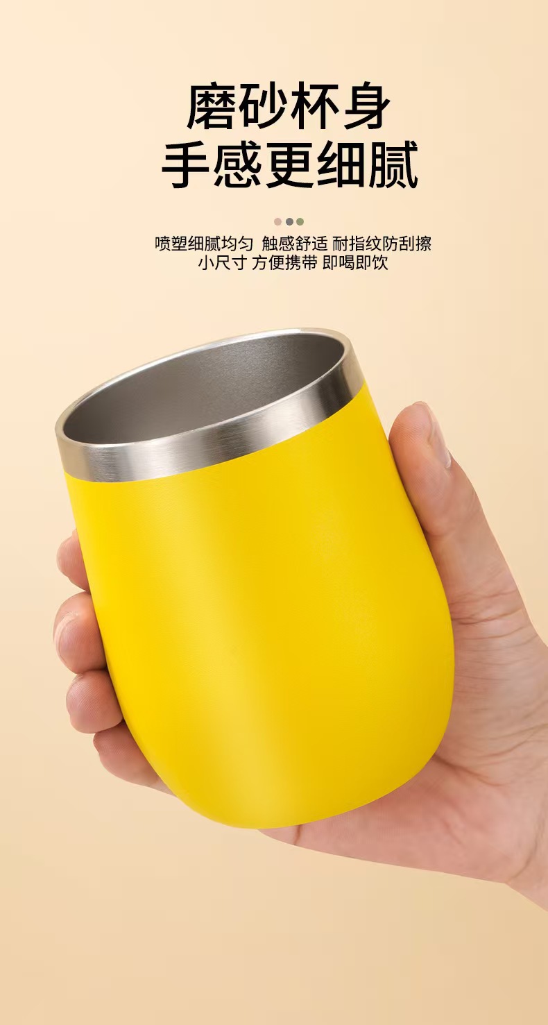 跨境热销12oz蛋杯双层304不锈钢真空保温杯喷漆喷塑U型鸡蛋壳杯子详情7
