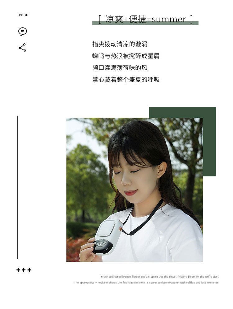 New waist-hanging fan, portable USB neck-hanging fan, outdoor construction site, strong wind force, large capacity, mini and compact pic 4