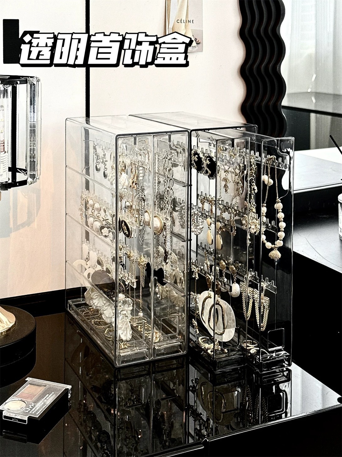 Transparent jewelry storage box, earrings, stud earrings, necklace bracelet display stand, acrylic dust-proof and anti-oxidation jewelry box pic 15