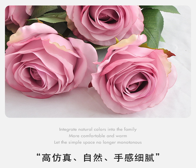 包邮仿真玫瑰单支大花头婚礼装饰假花千层玫瑰景观宠物园艺花卉详情13