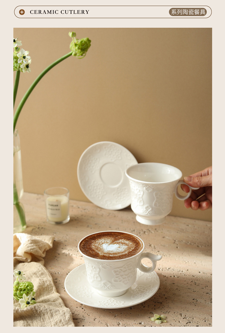 欧式精致浮雕陶瓷下午茶咖啡杯碟套装家用水杯早餐杯马克杯外贸详情4