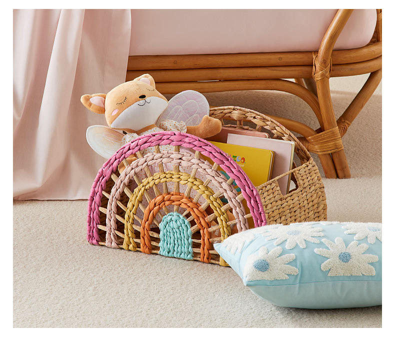 Cross-border willow storage basket, gourd grass woven basket, rainbow-shaped semi-circular storage basket with handle pic 17