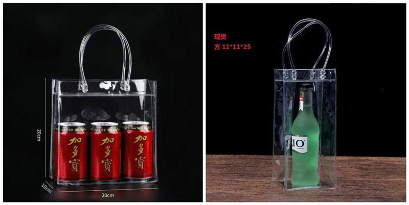 Cross-border in-stock pvc handbags with snap fasteners, plastic transparent wine bags, souvenir bags, wedding candy gift packaging pic 9