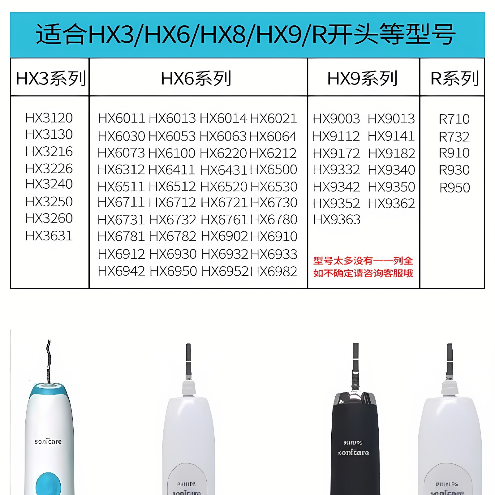 飞利浦电动牙刷头HX6303 HX3120 HX9003 R710通用3 6 9 系R系口腔清洁护理牙刷配件详情1
