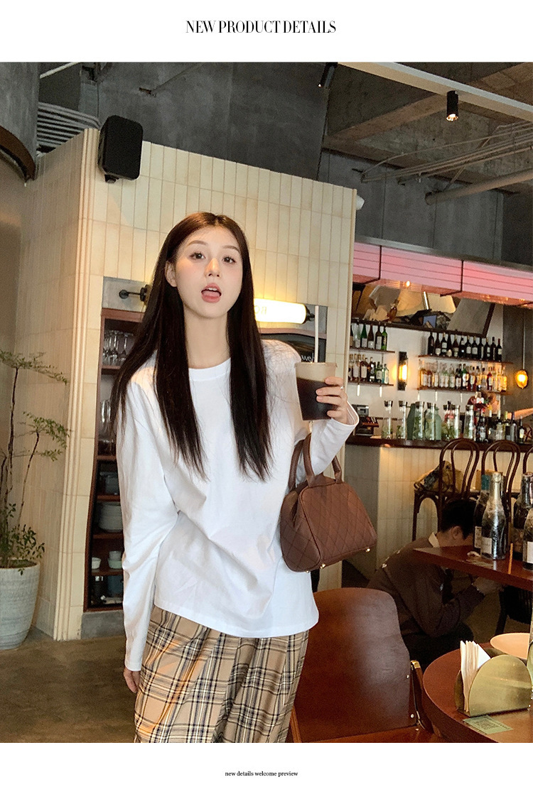 春秋长袖T恤女新款白色宽松内搭打底衫衣服韩系女装上衣一件代发详情7