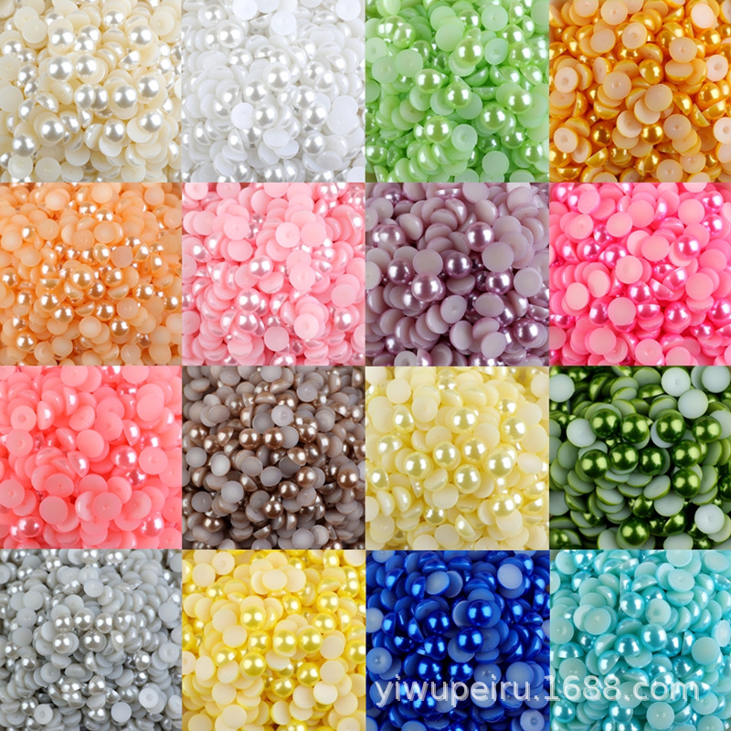 Semi-circular pearl flat bottom half-sided abs imitation pearl nail art, pearl shoes, clothing accessories diy cream glue phone case material pic 4