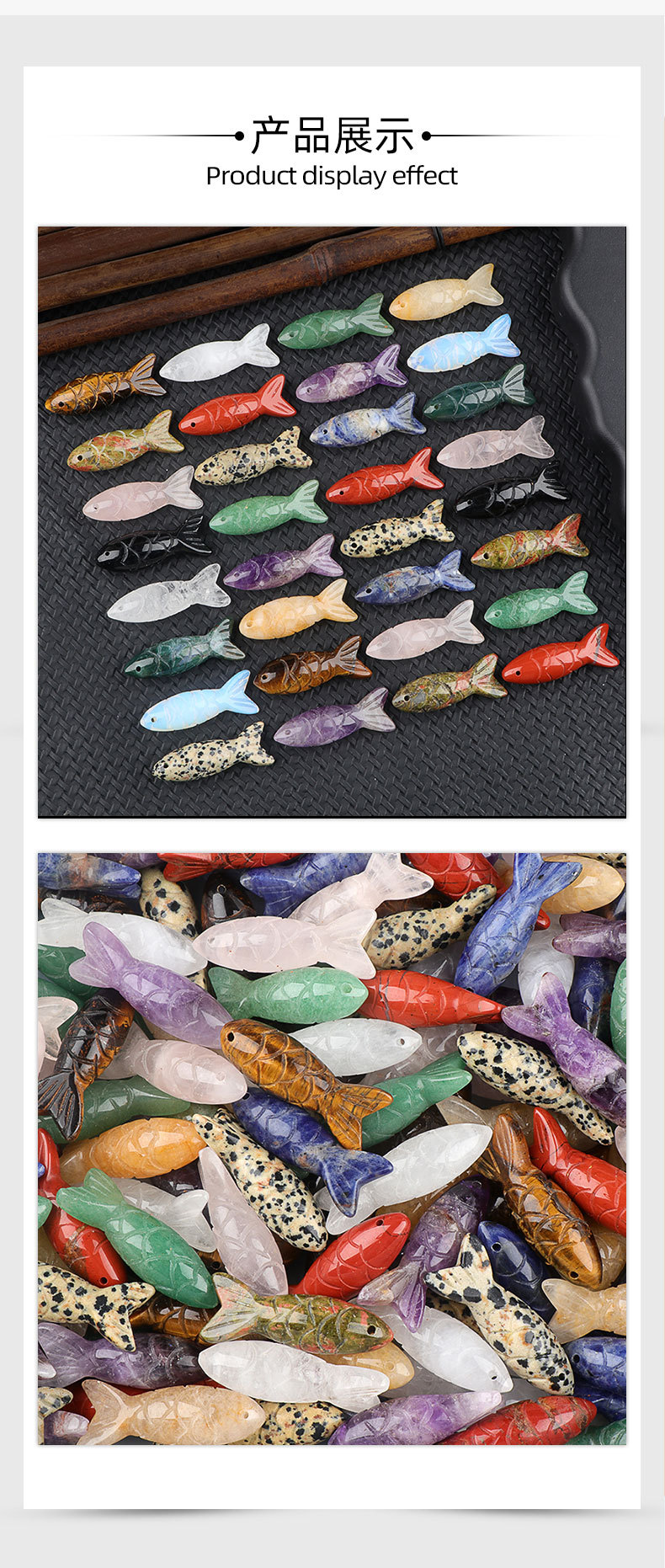 跨境新品天然水晶半宝石雕刻立体小鱼吊坠虎眼石鱼形吊坠源头厂家详情5