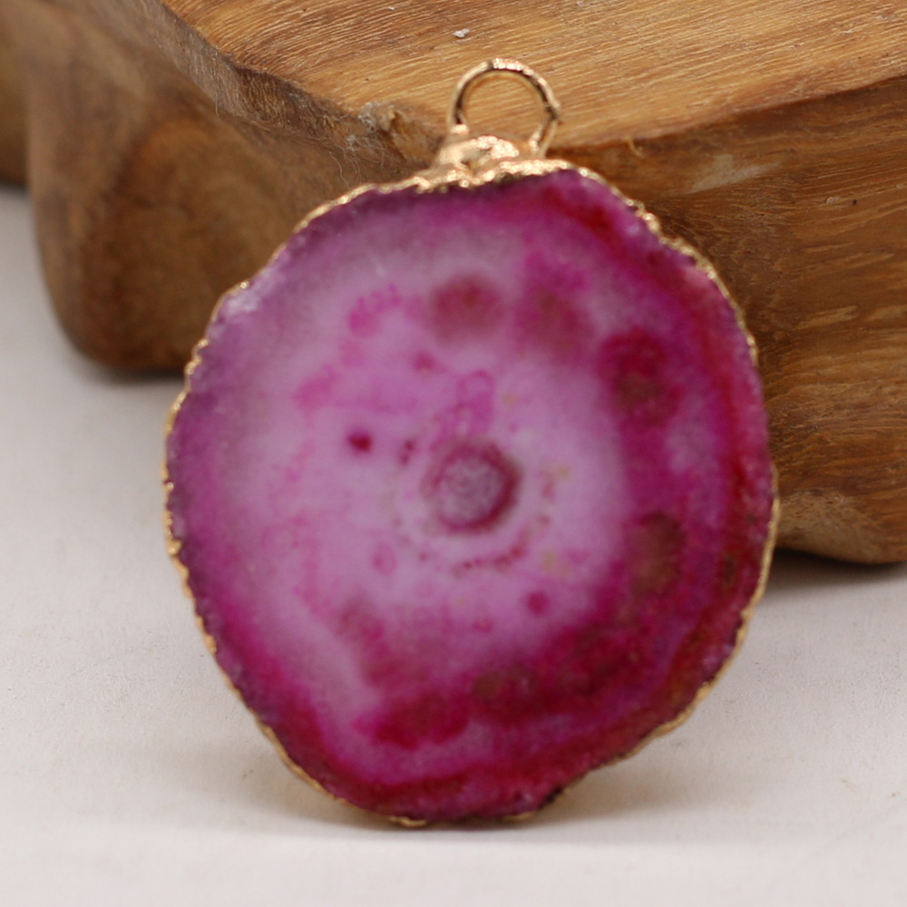 跨境天然不规则圆形玛瑙吊坠DIY饰品配件手工耳环项链制作批发详情27