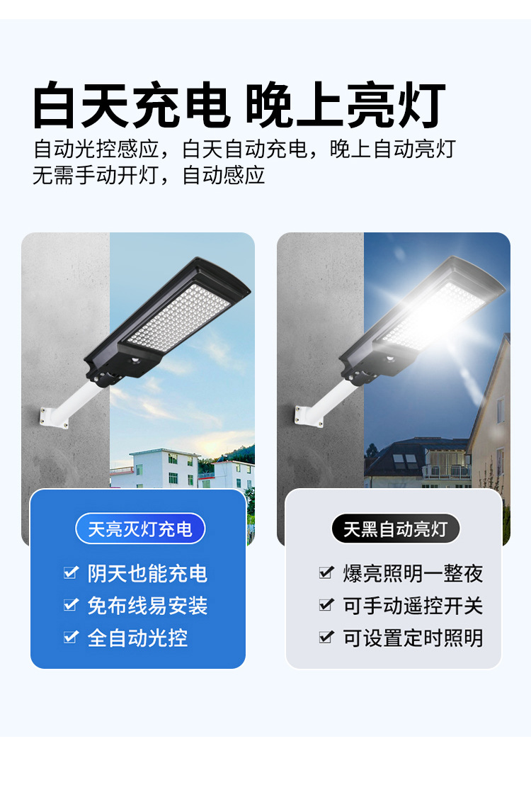 跨境太阳能灯 户外庭院灯新农村家用院子照明灯防水LED一体道路灯详情13