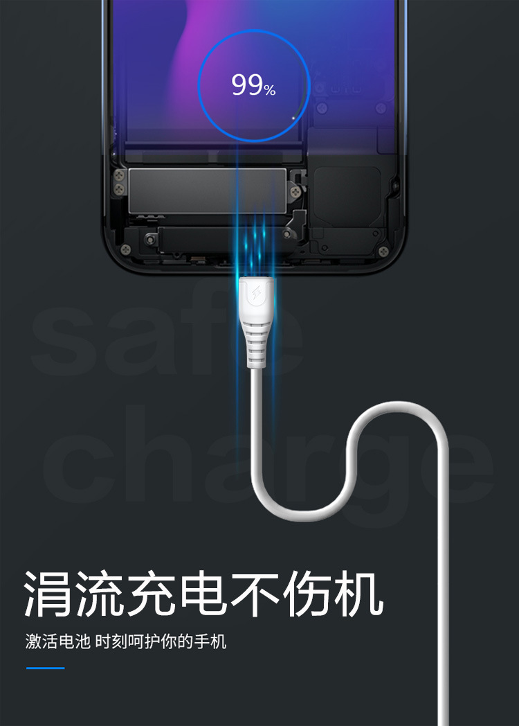 批发3A快充数据线适用于苹果iPhone华为TYPE-C安卓V8全兼容充电线详情8