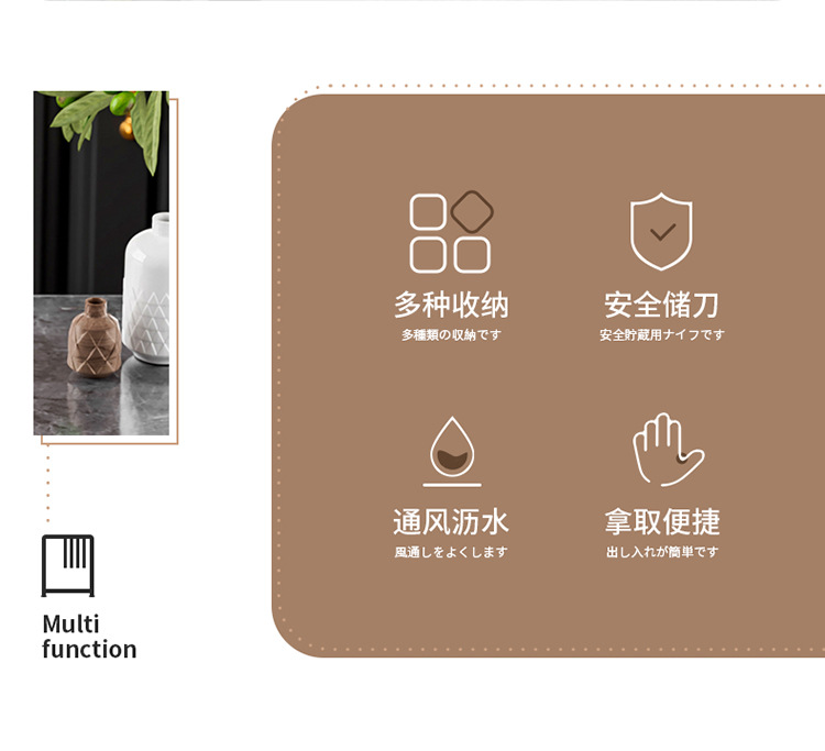 厨房刀架置物架台面多功能筷子筒沥水刀架一体收纳盒家用菜刀架子详情2