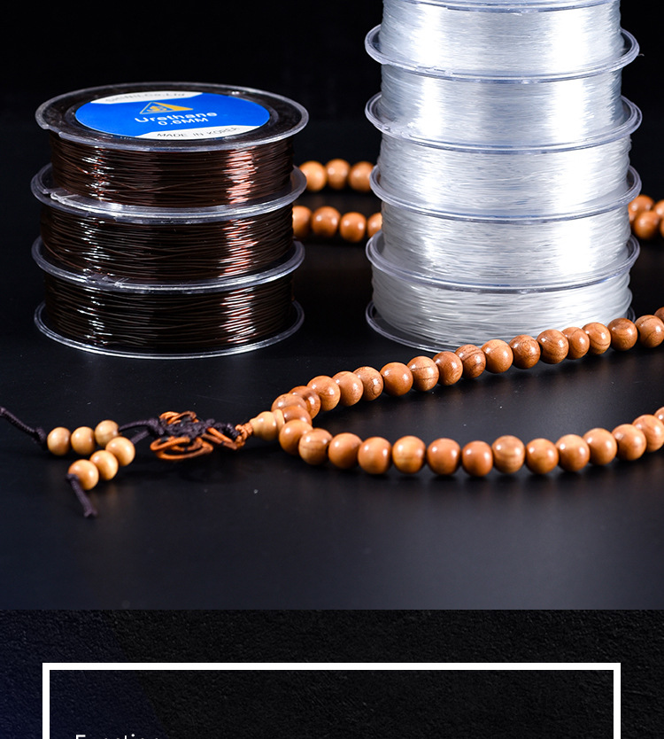 The Korean round ox tendon string bracelet features a loose and tight rope, transparent elastic string, and crystal string with beads, which is strong and wear-resistant pic 2