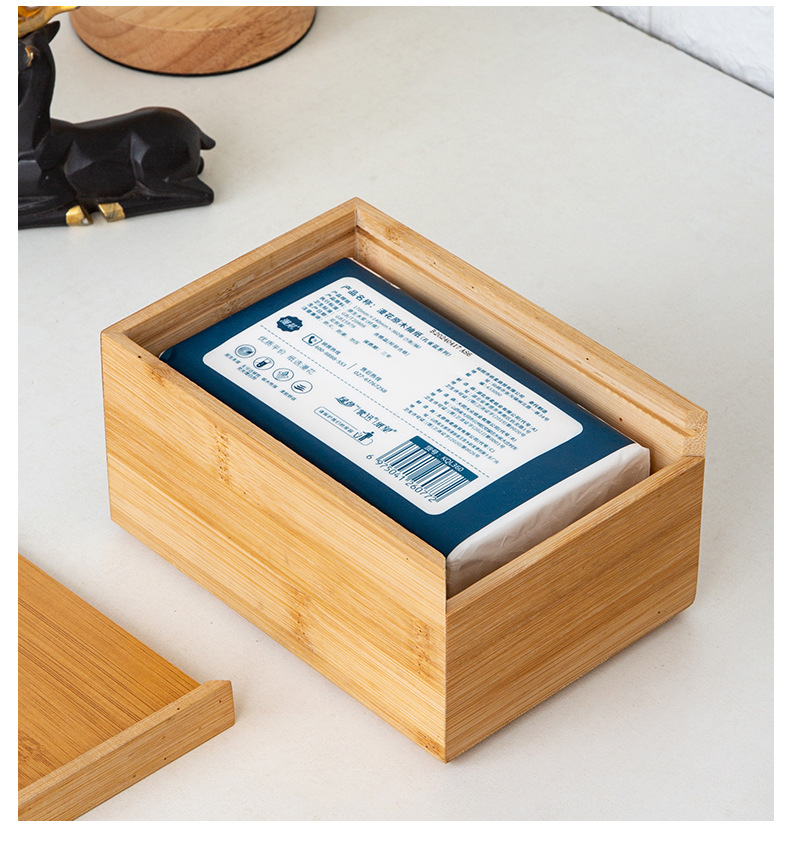 现货竹制收纳盒实木纸巾盒家用多用途抽纸盒现代简约桌面纸巾收纳详情20
